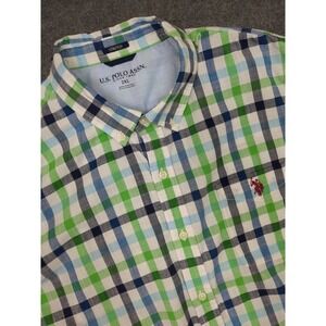 U.S. Polo Assn. Mens 2XL Stretch‎ Plaid Short Sleeve Button Down Shirt